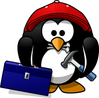 image of penguin holding a tool box