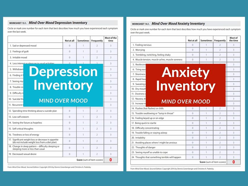 mind over mood depression and anxiety inventories
