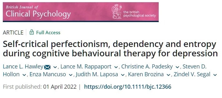 journal article on self-criticism, dependency and entropy during cognitive behavioural therapy for depression